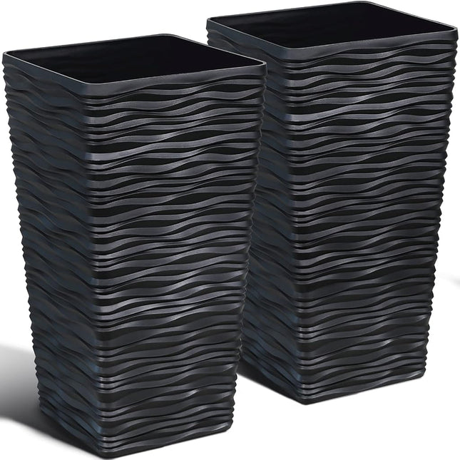 Worth Garden 2-Pack Black Tall Tree Planter - Plas