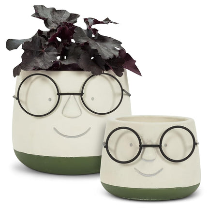 Abbott Collection Small Face Planter with Glasses-3.5" D