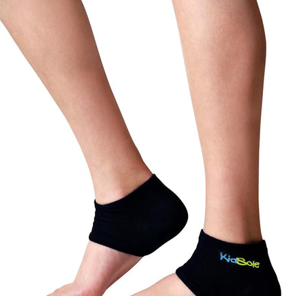 Sangle de talon en gel KidSole pour enfants souffrant de sensibilité du talon due à la maladie de Sever ou à la fasciite plantaire. (Noir) (Tailles adolescent 6-8, Noir)