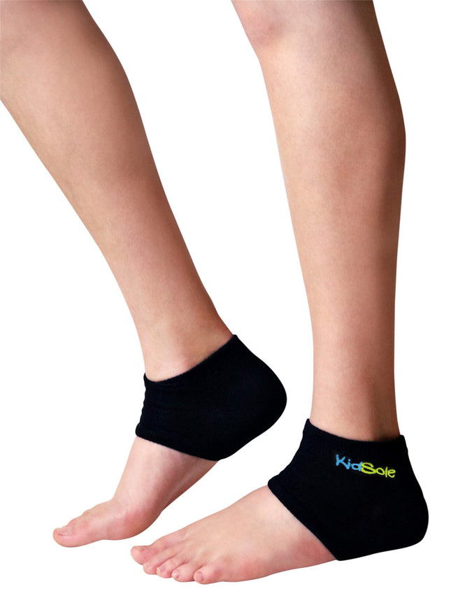 KidSole Gel Heel Strap for Kids with Heel Sensitivity from Severs Disease, Plantar Fasciitis. (Black) (Teenager Sizes 6-8, Black)