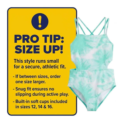 Kanu Surf Girls' Beach Sport Cut-Out One Piece Swimsuit, Beach Girl Ice Green, 16
