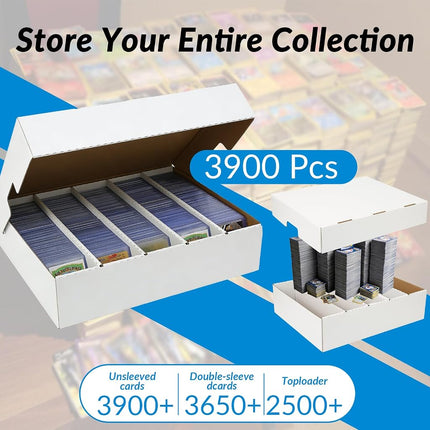 Trading Card Box for 3950 Cards, 5 Rows Cardboard Box for TCG, Pack of 4
