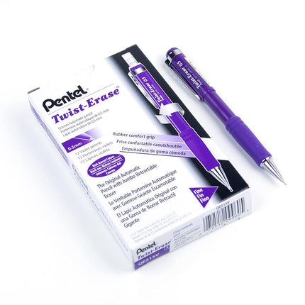 Pentel Twist-Erase III Mechanical Pencil,0.5mm, Violet Barrel, 12 Pack (QE515V)
