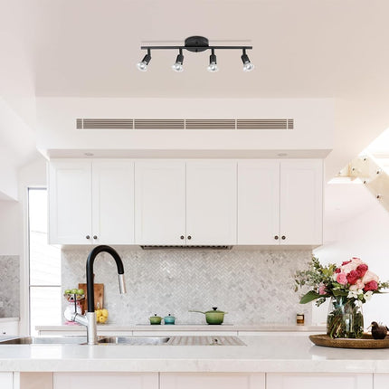 Globe Electric 59354 4-Light Track Lighting, Matte Black, Track Lighting, Track Ceiling Light, Track Lighting Kit, Ceiling Lights, Ceiling Light Fixture, Kitchen Island, Dining Light Fixture