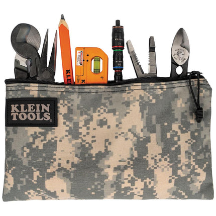 Klein Tools 5139C Zipper Bag, Camouflage Cordura Nylon Tool Pouch with Heavy-Duty Zipper Close, 12.5 x 7-Inch