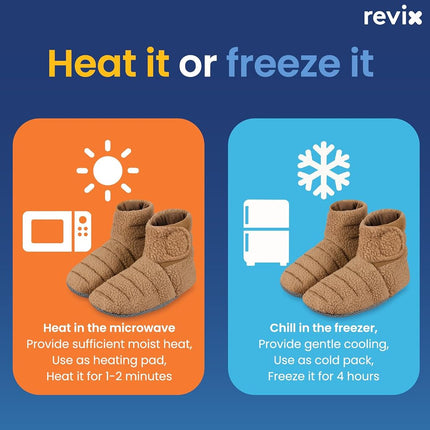 REVIX Microwavable Booties, Foot Warmers, Heated Slippers, Mocha L