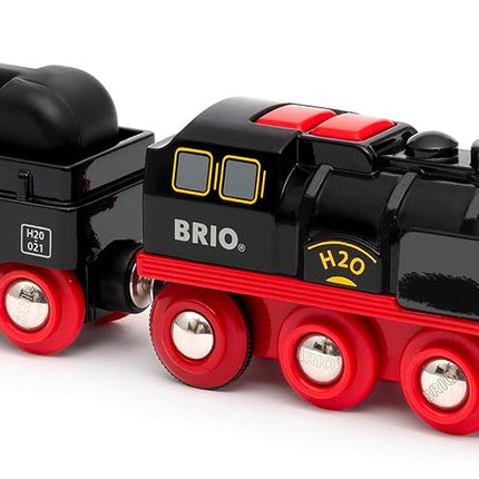 BRIO World 33884 Battery Powered Steam Locomotive Toy Train Engine with Refillable Water Tank, Cool-Touch Realistic Steam & Headlights, Fits BRIO Wooden Railway Track, Ages 3+