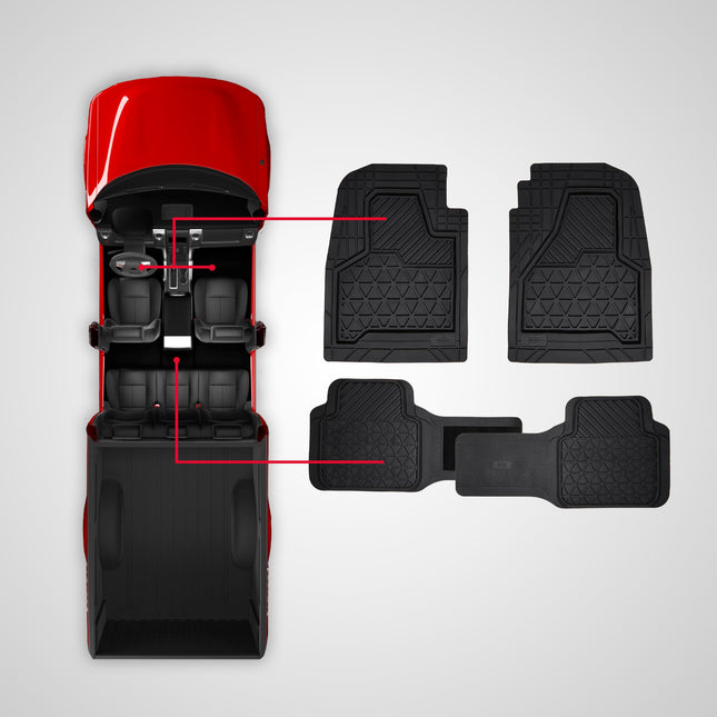 Dickies® 3-Piece Black Adjustable-Runner Truck Floor Mats