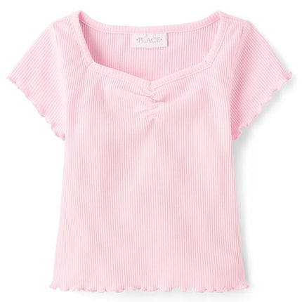 The Children's Place Girls' Basic Short Sleeve Knit Shirts, Cameo, XX-Large