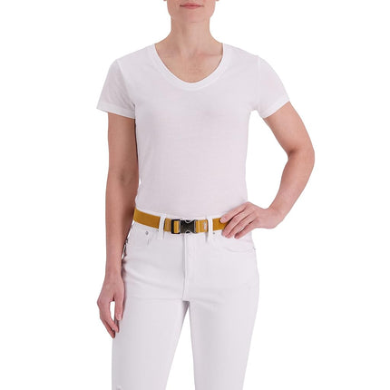 Dickies Women's Adjustable Fit Fabric Web Streetwear Belt with Speed Clip Buckle, Yellow Cord, S-M
