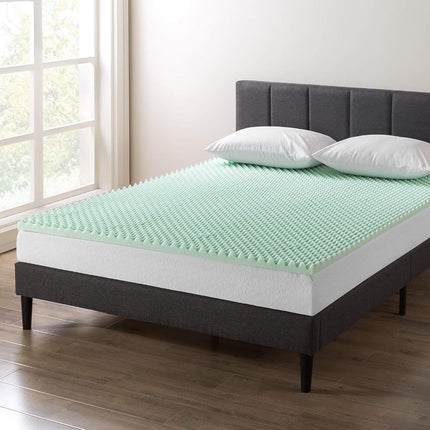 Surmatelas en mousse à mémoire de forme Best Price Mattress 2 pouces à alvéoles avec infusion d'Aloès apaisante, certifié CertiPUR-US, Grand Lit