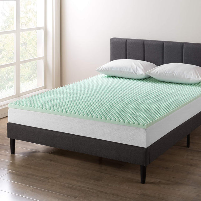 Best Price Mattress Cubrecolchón de espuma viscoelástica con diseño de rejilla de 5 cm, con infusión de aloe calmante, certificado CertiPUR-US, tamaño Full