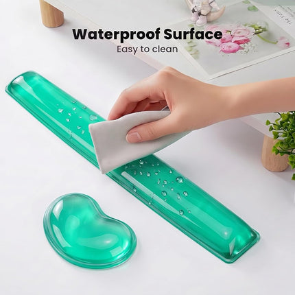 ABRONDA Gel Keyboard & Mouse Wrist Rest Set - Keyboard Wrist Rest Pad & Mouse Support for Office Gaming Pad Computer Laptop Ergonomic Comfortable Pain Relief-Green Pad Set