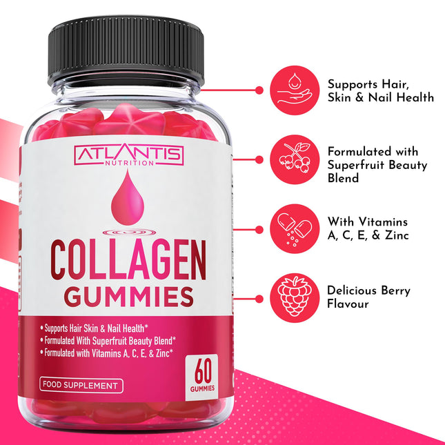 Collagen Gummies for Women - Multi Collagen Supplement Formulated with Collagen Types 1 & 3, Vitamins & Superfruit Beauty Blend - Hair Nails and Skin Vitamins for Women - 60 Collagen Peptides Gummies
