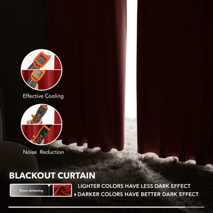 Deconovo Blackout Curtains Back Tab and Rod Pocket, 52x45 Inch, True Red, Thermal Insulated Room Darkening Red Curtains for Kitchen Window