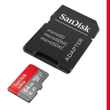 SANDISK Ultra microSD Card + Adapter 64GB, Up to 140MB/s Read Speeds