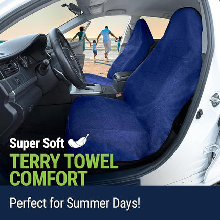 Funda de Asiento Toalla Impermeable Season Guard con Agarre Antideslizante - Protector de Asiento Lavable para Gimnasio - Cojín Universal de Felpa con Bolsillo para Coche, SUV, Furgoneta, Camioneta 1 ud. Azul
