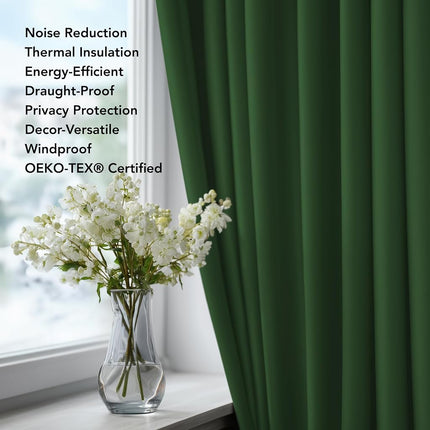 Deconovo Blackout Curtains for Kitchen Window - Back Tab and Rod Pocket Curtains, Room Darkening Curtains - 52x45 Inch, Dark Forest, 2 Panels