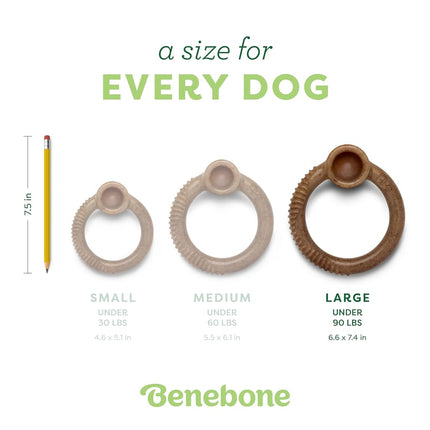 Benebone Ring Dog Chew Toy for Aggressive Chewers, Real Bacon, Large