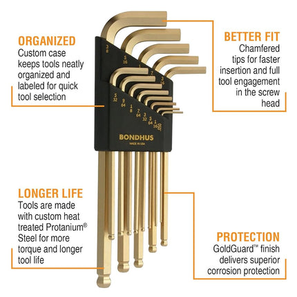 Bondhus BLX13G GoldGuard Ballpoint L-Wrench Set - 37937