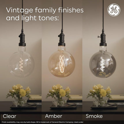 GE Vintage Style LED Light Bulb, Warm Candle Light, Amber Glass, Medium Base, ST19 Edison Style Light Bulb, 5 Watts (1 Pack)