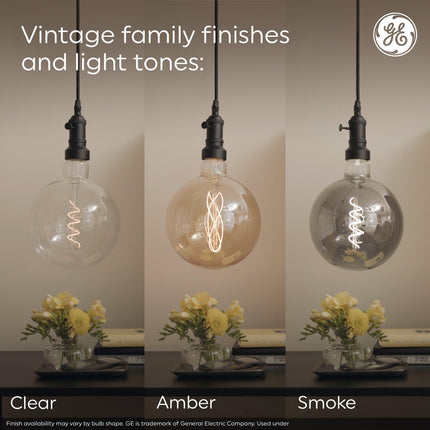 GE Vintage Style LED Light Bulb, Warm Candle Light, Amber Glass, Medium Base, ST19 Edison Style Light Bulb, 5 Watts (1 Pack)
