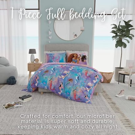 Franco Disney Princess Ariel La petite sirène Film d'action en direct Parure de lit super douce pour enfant avec housse de couette et drap, complète, (Produit sous licence 100 % officielle)