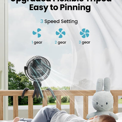 gaiatop Mini Portable Stroller Fan, Small Clip on Fan 3 Speed Rechargeable