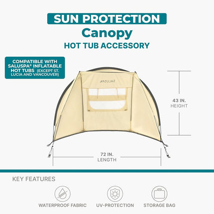 Bestway SaluSpa Windproof UV Protection Sun Shade Canopy Attachment Accessory with Mesh Windows for Round Inflatable Hot Tub Spas (Canopy Only)