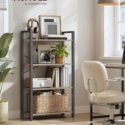 VASAGLE 6-Tier Tall Bookshelf, Large Bookcase with Steel Frame, Deep Book Shelf for Living Room, Home Office, Study, 11.8 x 26 x 73.2 Inches, Industrial Style, Rustic Brown and Black LLS062B01V1