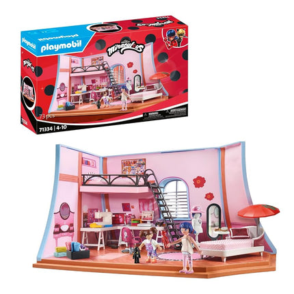 Playmobil 71334 Miraculous: Marinette's Loft, colourful play fun including Marinette and Manon, adventure with Ladybug, fun imaginative role play, detailed play sets suitable for children ages 4+