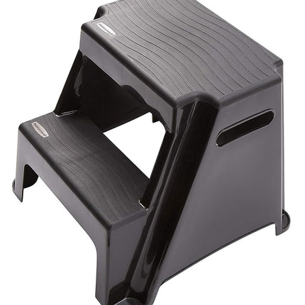 Rubbermaid RM-P2 2-Step Molded Plastic Stool with Non-Slip Step Treads, 300-Pound Capacity, Black Finish by Rubbermaid