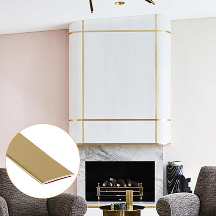 Soengsau Matte Gold Finish Molding Trim, 196.8" L x 0.8" W Peel and Stick Decoration Strip for Ceiling, Wall, Tile Edge, Furniture Cabinet, Mirror