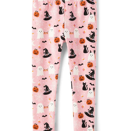 Gymboree Girls' and Toddler Fall and Holiday Leggings, Pink Cats N Ghost, 12-18 Months