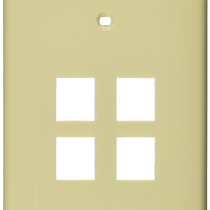 Leviton 41091-4IN QuickPort Midsize Wallplate, Sin