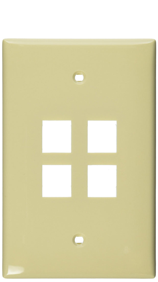 Leviton 41091-4IN QuickPort Midsize Wallplate, Sin