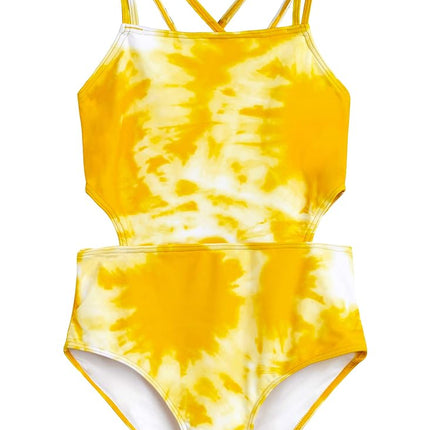 Kanu Surf Maillot de bain 1 pièce ajouré sport de plage pour filles, Beach Girl Jaune, 10