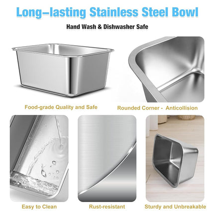 9.1 L Elevated Large Dog Water Bowl, 36CM Raised Dog Bowl with Stand for Large Breed, Full Metal Elevated Dog Bowls for Relief Joint Pressure, Easy Clean Stainless Steel Dog Bowls for Indoor Outdoor