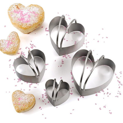 RSVP International Endurance Heart Shape Biscuit Cutters - Stainless Steel, Set of 4 | Nest for Easy Storage | for Cutting Thick or Thin Dough | Professional | Dishwasher Safe