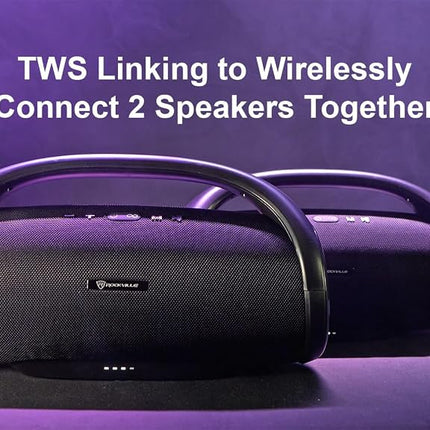 Rockville Canon-XXL Portable Bluetooth Speaker Subwoofer 60W TWS 24H Battery Waterproof EQ SD/USB AUX Perfect for Party Outdoor Use