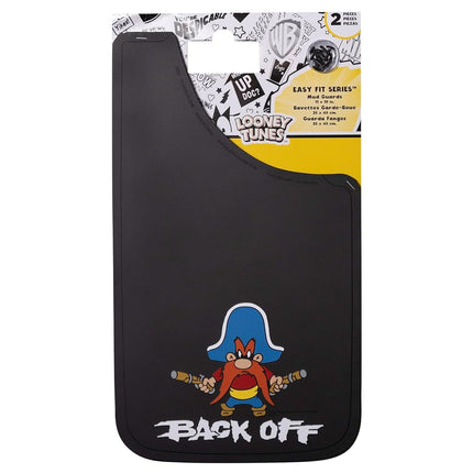 Plasticolor 000502R01 Yosemite Sam Back Off Easy Fit Mud Guard 11" - Set of 2,Multi-colored