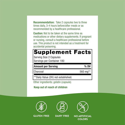 Nature's Way - Activated Charcoal 280 mg. - 360 Capsules