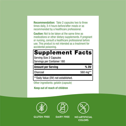 Nature's Way - Carbón Activado 280 mg. - 360 Cápsulas