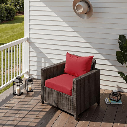 PatioGlow Outdoor Seat Cushion Set 22 x 22 x 4 Inch, Waterproof & Fade Resistant Patio Furniture Cushions with Removable Cover and Ties, Thick Deep Seating Pads for Outside Chair Sofa Couch, Red