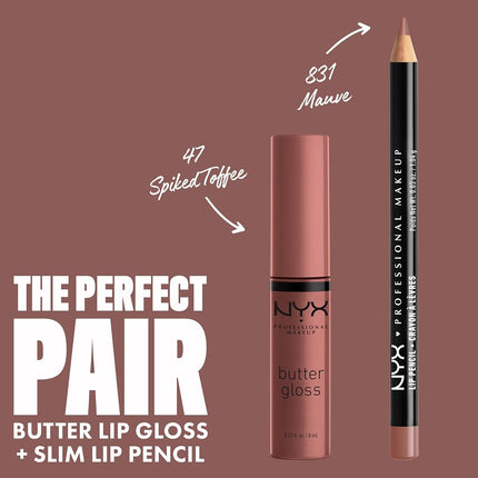NYX PROFESSIONAL MAKEUP Brillo de Labios Butter Gloss Brown Sugar, No Pegajoso - Spiked Toffee (Malva Marrón)