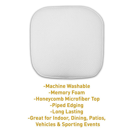 Sweet Home Collection Cushion Memory Foam Chair Pads Honeycomb Nonslip Back Seat Cover 16" x 16" 6 Pack White