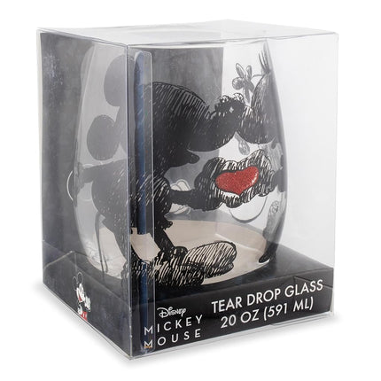 Verre à vin sans pied Silver Buffalo Disney Mickey et Minnie Cœur classique à paillettes, 590 ml