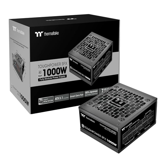 Thermaltake Toughpower SFX 1000W 80Plus Platinum ATX 3.1 Standard Power Supply; 600W 12V-2x6 Connector Included; Full Modular; 90mm FDB Fan; PS-STP-1000FNFAPU-1; 7 Year Warranty
