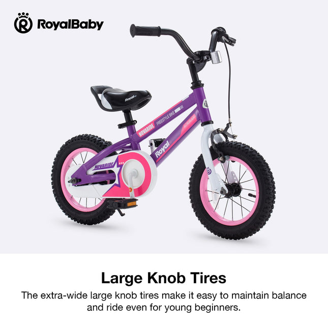 Bicicleta Royalbaby Novaride para niños pequeños, bicicleta de 12 pulgadas para niños y niñas de 3 a 4 años, con pata de cabra, rosa