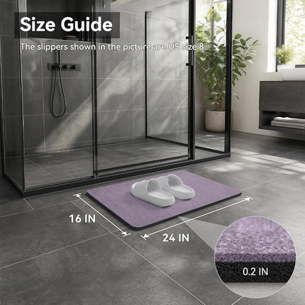 MontVoo -Bath Mat Rug-Rubber Backing Non Slip Quick Dry Absorbent Thin Bathroom Rugs Fit Under Door-Faux Suede Surface Bathroom Floor Mats-Shower Rug for in Front of Bathtub Shower Lavender 16"x24"